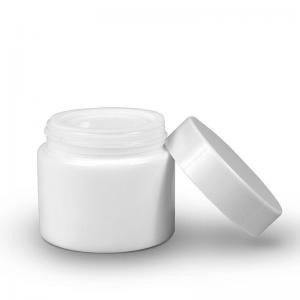 witte ronde glazen pot met kindveilige deksel - Safecare