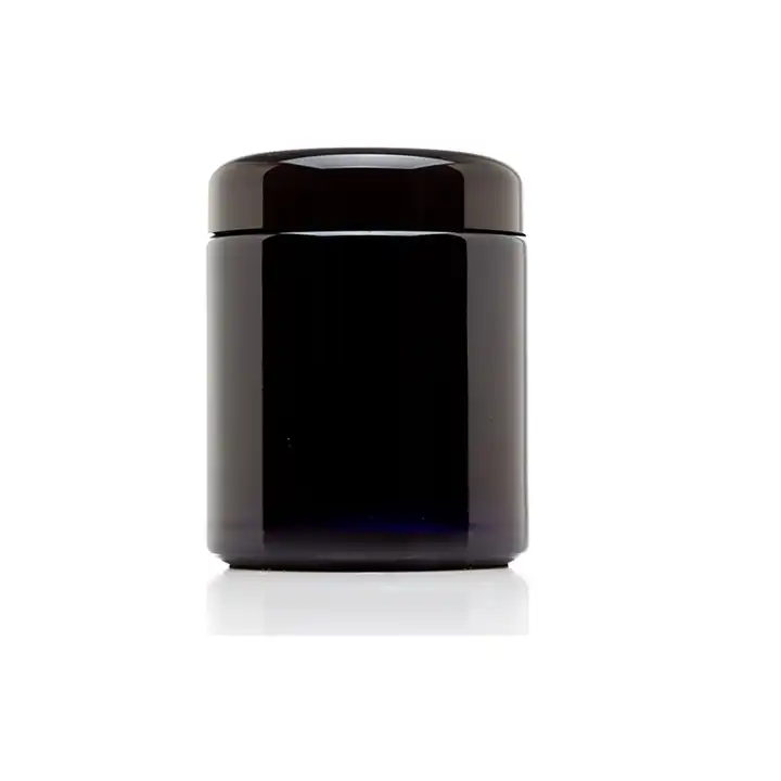 Groothandel lege ronde UV-donkere glazen concentraatpot 100/150/250/500ml aangepast logo violet glazen crèmepot met deksels